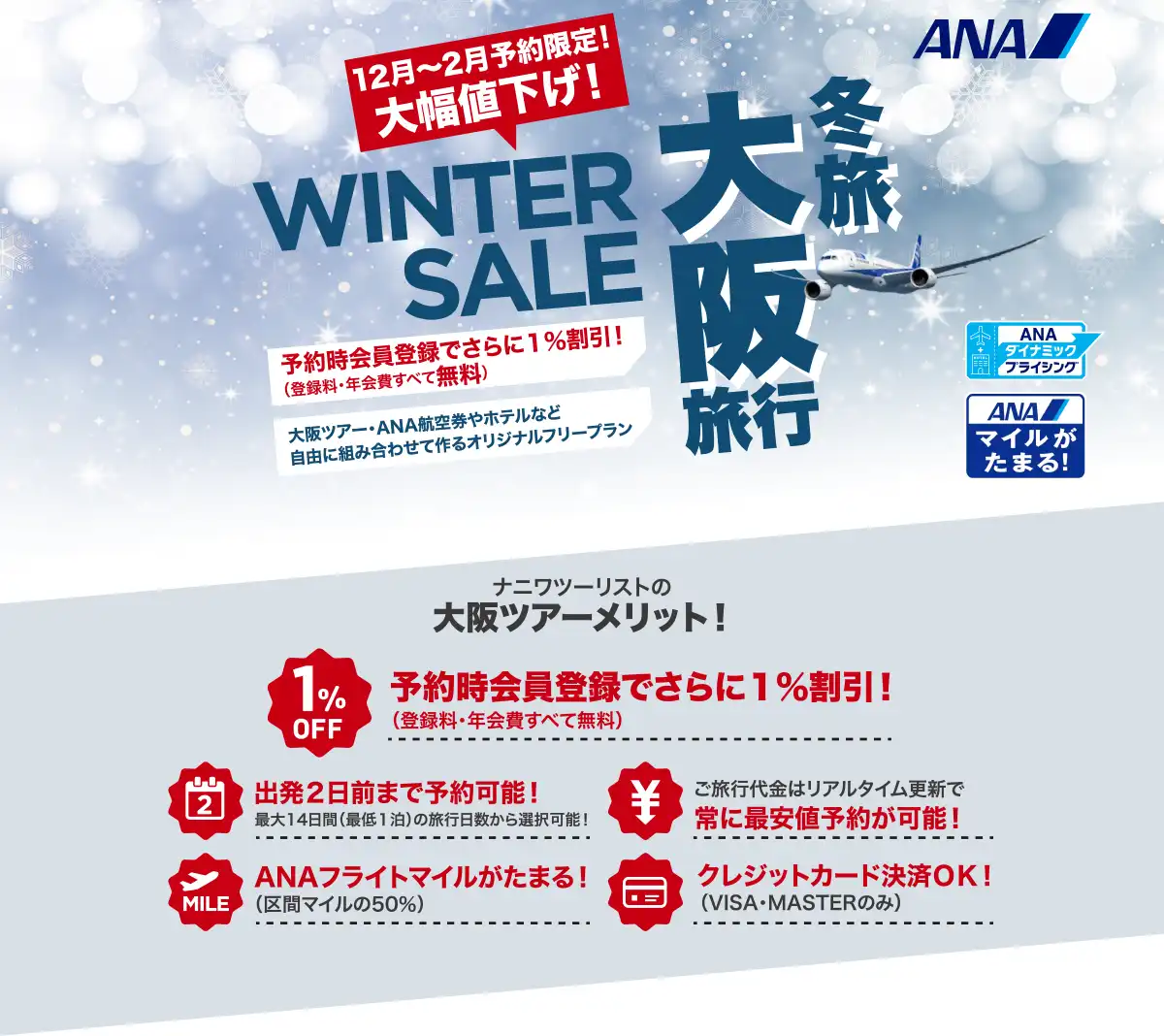 大阪旅行は大幅値下げセールで予約！大阪ツアーならANAで行くナニワツーリスト