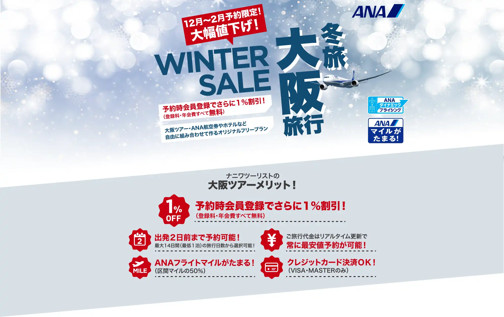 大阪旅行は大幅値下げセールで予約！大阪ツアーならANAで行くナニワツーリスト
